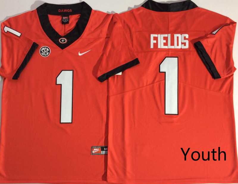 Youth Georgia Bulldogs 1 Justin Fields Red Nike College Football Jersey,We sell and wholesale Youth Georgia Bulldogs 1 Justin Fields Red Nike College Football Jersey on line form chian!